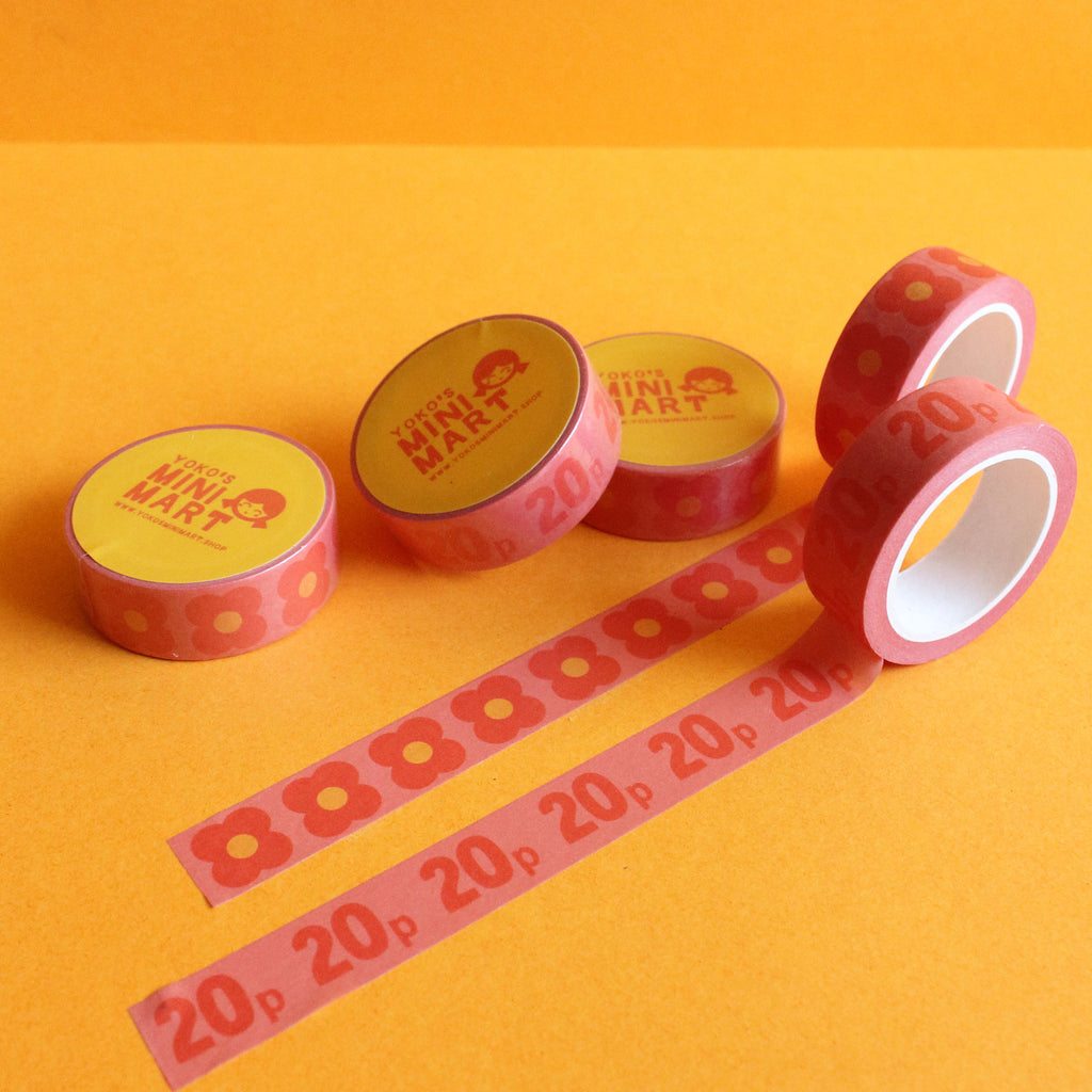 pink washi tape with orange flowers
